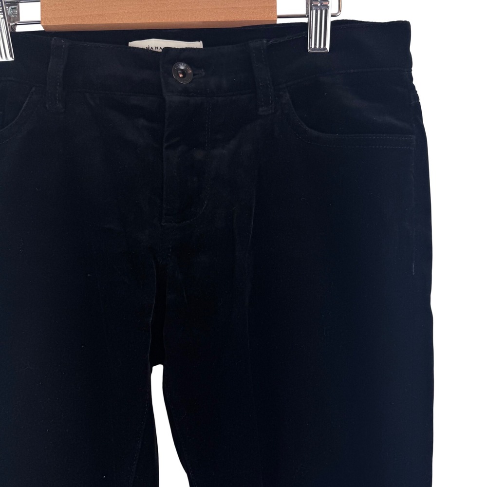 Banana Republic Velvet Skinny Pants Women 2 Black Mid Rise Stretch 5-Pocket